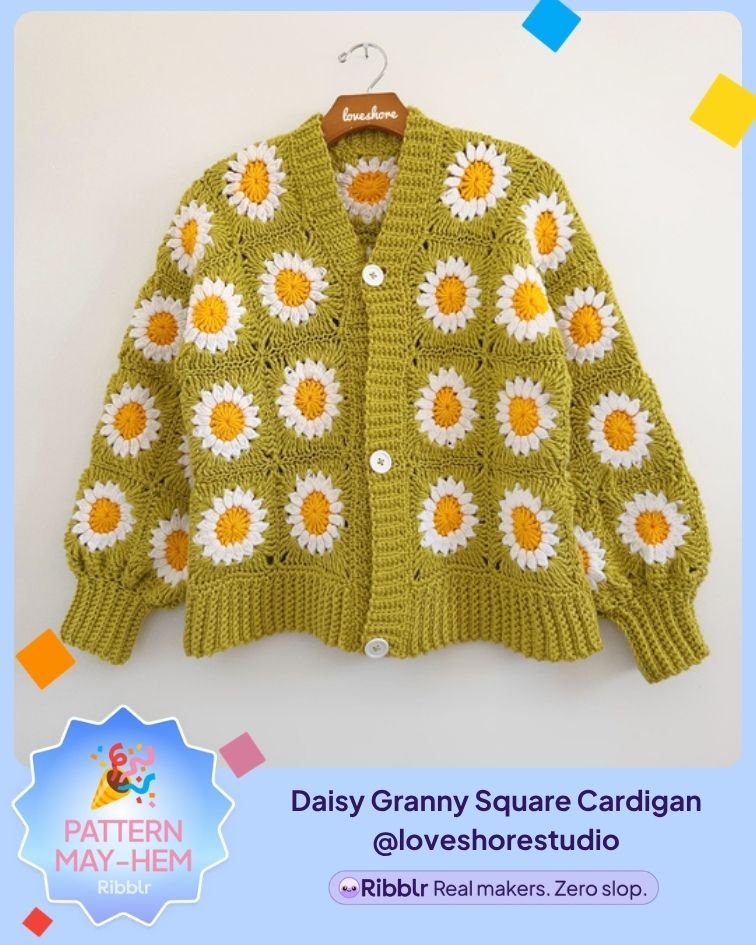 Daisy Granny Square Crochet Cardigan Pattern