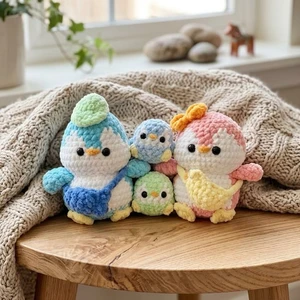 Penguin Family Crochet Pattern | Cute Amigurumi Penguins Set | Winter Plush Family