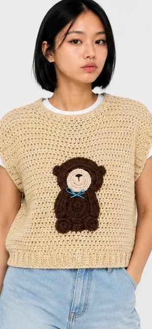 Teddy Bear Crochet Tank Top