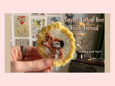 crochet vintage deer frame applique | cottagecore crochet | beginner friendly | thisfairymade