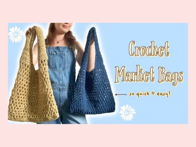 quick + easy crochet market bag tutorial | reusable mesh shoulder bag | thisfairymade