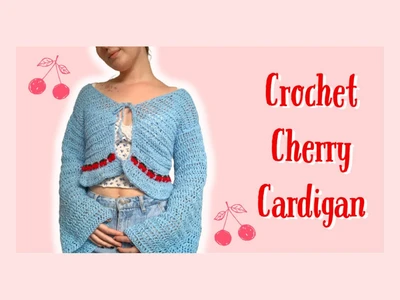Crochet  cherry cardigan tutorial any size/length | cottagecore crochet | thisfairymade