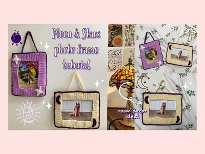 Crochet décor ideas: moon and stars photo frame tutorial | thisfairymade