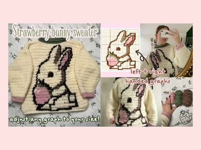 crochet strawberry bunny sweater tutorialadjust a graph to any size | thisfairymade