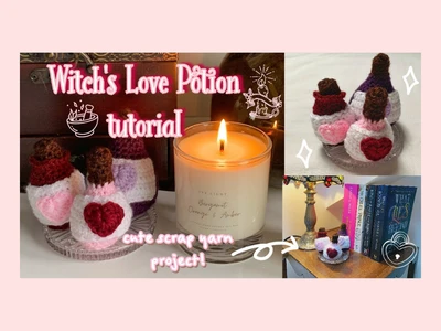 how to crochet a witch\'s love potion | cute halloween scrap yarn project | thisfairymade