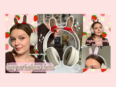 easy beginner-friendly crochet coquette bunny  headphone charm | quick projects | thisfairymade