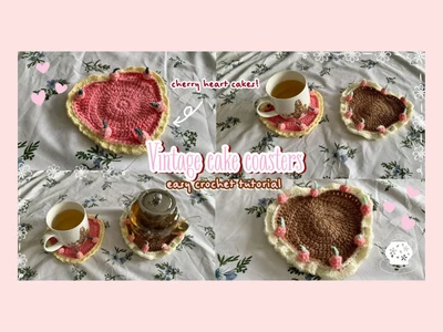 How to crochet vintage heart cake coasters (no magic ring) | pinterest viral | thisfairymade