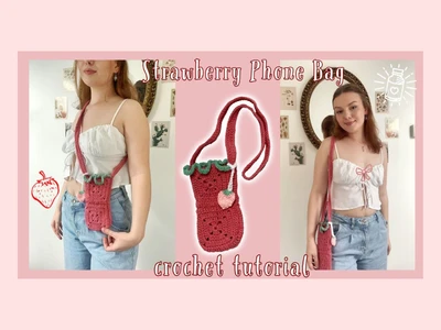 the cutest strawberry phone bag of your dreamscrochet phone bag tutorial | thisfairymade