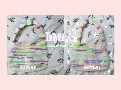 fluffy fairy bag crochet tutorial |  cute  & easy scrap yarn project for beginners | thisfairymade