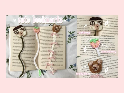 how to crochet cute bookmarks for beginnerscottage, strawberry, bear | | thisfairymade