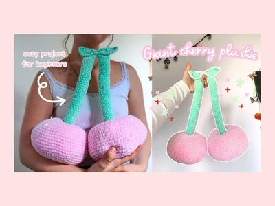 How to crochet a giant cherry plushie for beginners low sew tutorial | thisfairymade