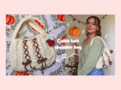 mini crochet cable knit shoulder bag for fall | easy tutorial for beginners | thisfairymade