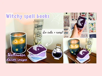 Crochet Halloween decorations tutorial: witchy spell books  beginner friendly | thisfairymade
