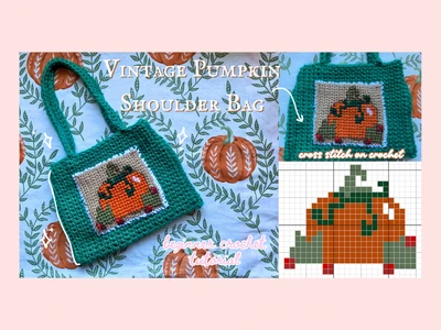 how to crochet a small bag for fall (beginner friendly)with cross stitch patch! | thisfairymade