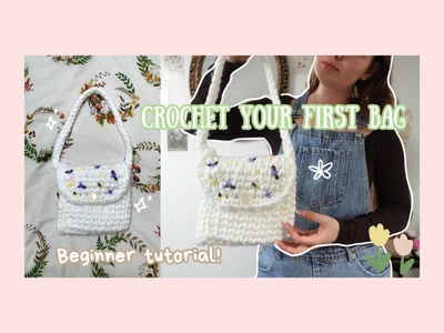 how to crochet a small shoulder bag| your FIRST crochet project | beginner tutorial | thisfairymade