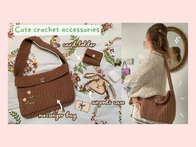 cute crochet accessories tutorial: messenger bag, bunny airpods case, cardholder | thisfairymade