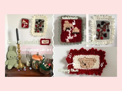 Cottagecore tapestry crochet tutorial for beginnersdeer, mushrooms, blackberries | thisfairymade