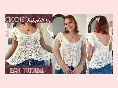 Crochet puff sleeve babydoll top tutorialeasy beginner friendly | thisfairymade