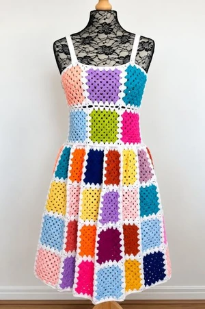 Granny Square Sun Dress Crochet Pattern
