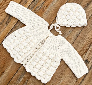 Shell Baby Cardigan and Bonnet Crochet Pattern