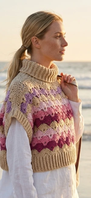 Polo Neck Crochet Jumper