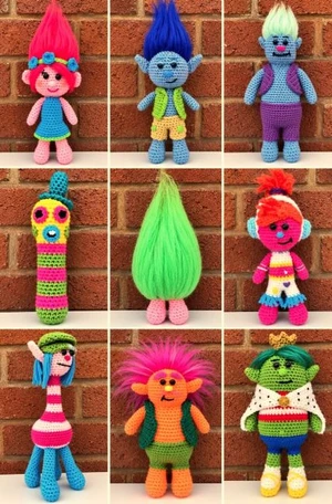 9 Trolls Inspired  Crochet Pattern - Unofficial