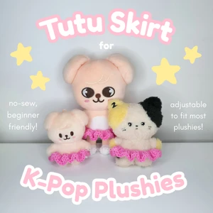 Adaptable Tutu Skirt for K-Pop Plush Dolls/Plushies - No-Sew, Easy/Beginners Crochet Pattern for Skzoo, Zeroni, Aniteez, BT21 and more!