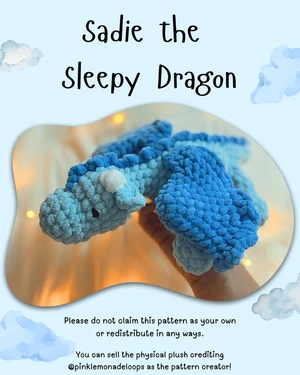Sadie the Sleepy dragon -Crochet Pattern-