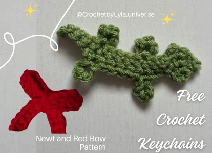 Matilda Crochet Keychain Pattern Set Including Matilda\'s Newt and Red Bow!