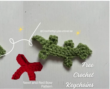 Matilda Crochet Keychain Pattern Set Including Matilda\'s Newt and Red Bow!
