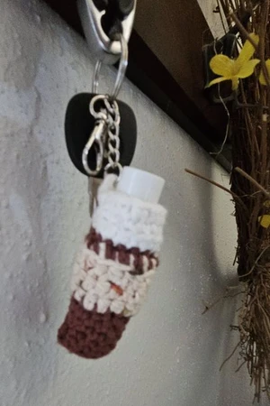 Coffee / Matcha Lip Balm Cozy Keychain