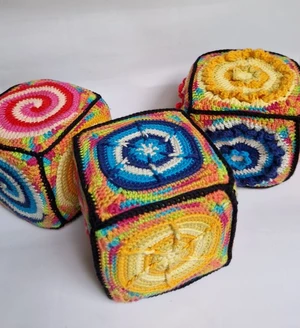 3 different granny square building blocks