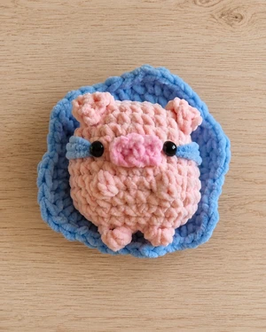 Crying Pig in Puddle of Tears - Amigurumi Crochet Pattern