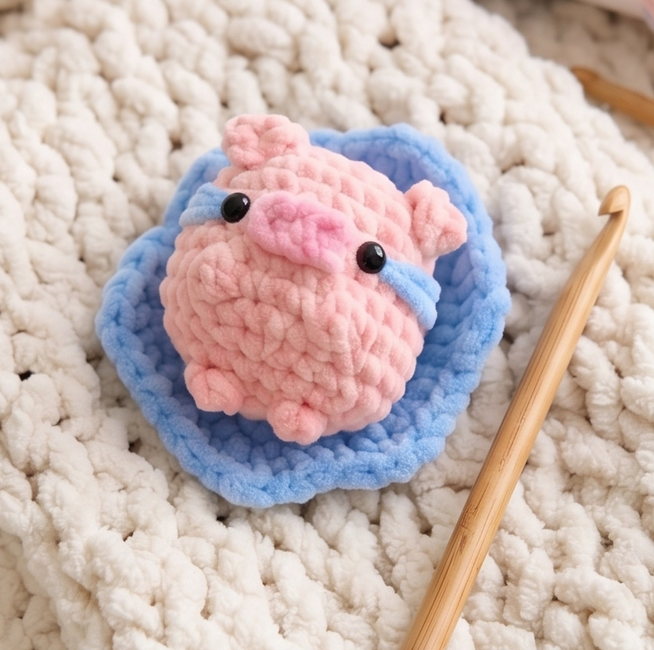 Crying Pig in Puddle of Tears: Crochet pattern | Ribblr