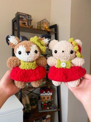 2 in 1 Deer and Bear Crochet Pattern: Strawberry Dress and Hat