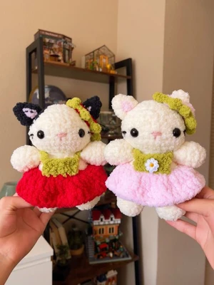 2 in 1 Cat Crochet Pattern: Strawberry Dress and Hat