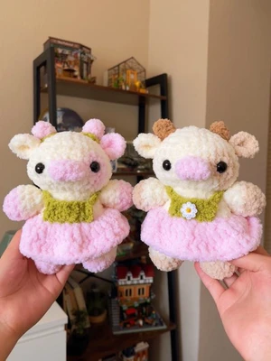 2 in 1 Cow Crochet Pattern: Strawberry Dress and Hat