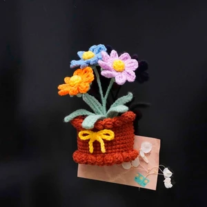 Cosmos Flower Basket Fridge Magnet Crochet Pattern