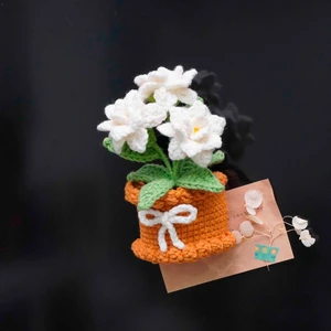 Gardenia Flower Basket Fridge Magnet Crochet Pattern