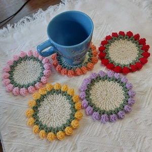 Easy Crochet Tulip Coaster for Beginners + Video Tutorial