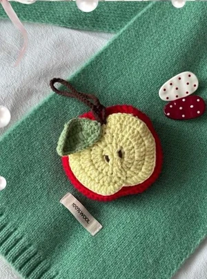 Apple #2 Water Bottle Holder Crochet Pattern, Cup Sleeve and Bag Charm, Kawaii Bottle Accessories