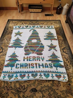 Festive Forest Mosaic Afghan (2 color)