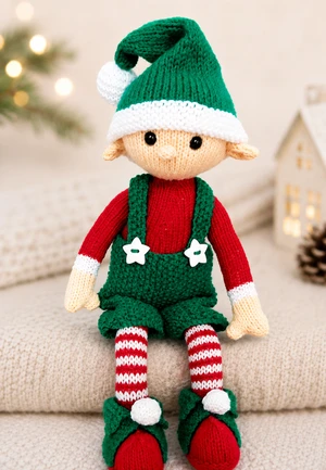Evan The Christmas Elf Knitting Pattern Festive Toy 46cm