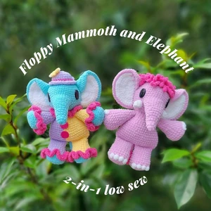 2-in-1 Floppy Mammoth and Clown Elephant (low sew)