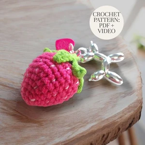 Easy Crochet Strawberry Keychain | Pattern + Video