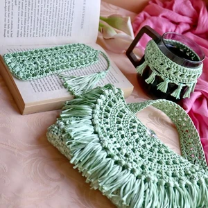 Free Spirit Crochet Reader Set Pattern Bundle - Clutch, Mug Cozy and Bookmark