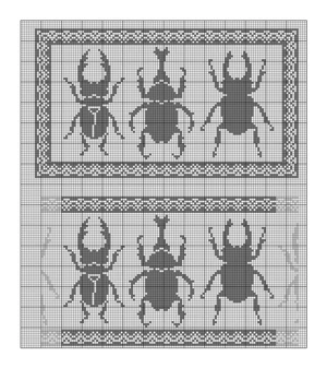 Line of Beetles (filet crochet/tapestry pattern)