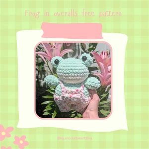 Crochet frog with overalls