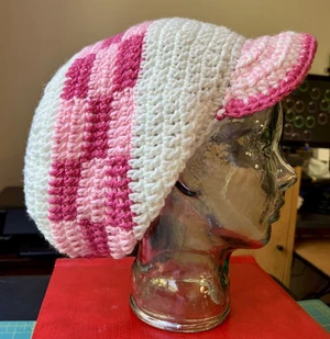 Checkered Slouchy Dread Hat with Brim