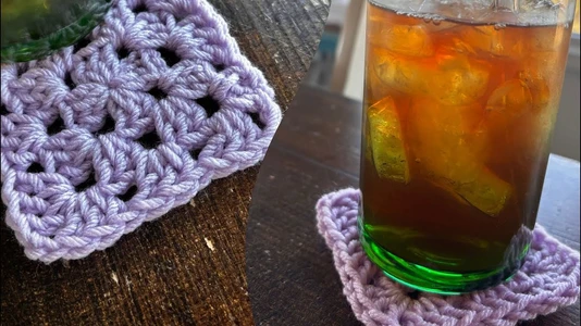 How To crochet a granny square coaster!